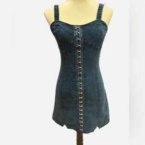 Whiskey Grade soft denim dress w/ adjustable straps and silver hardware detail